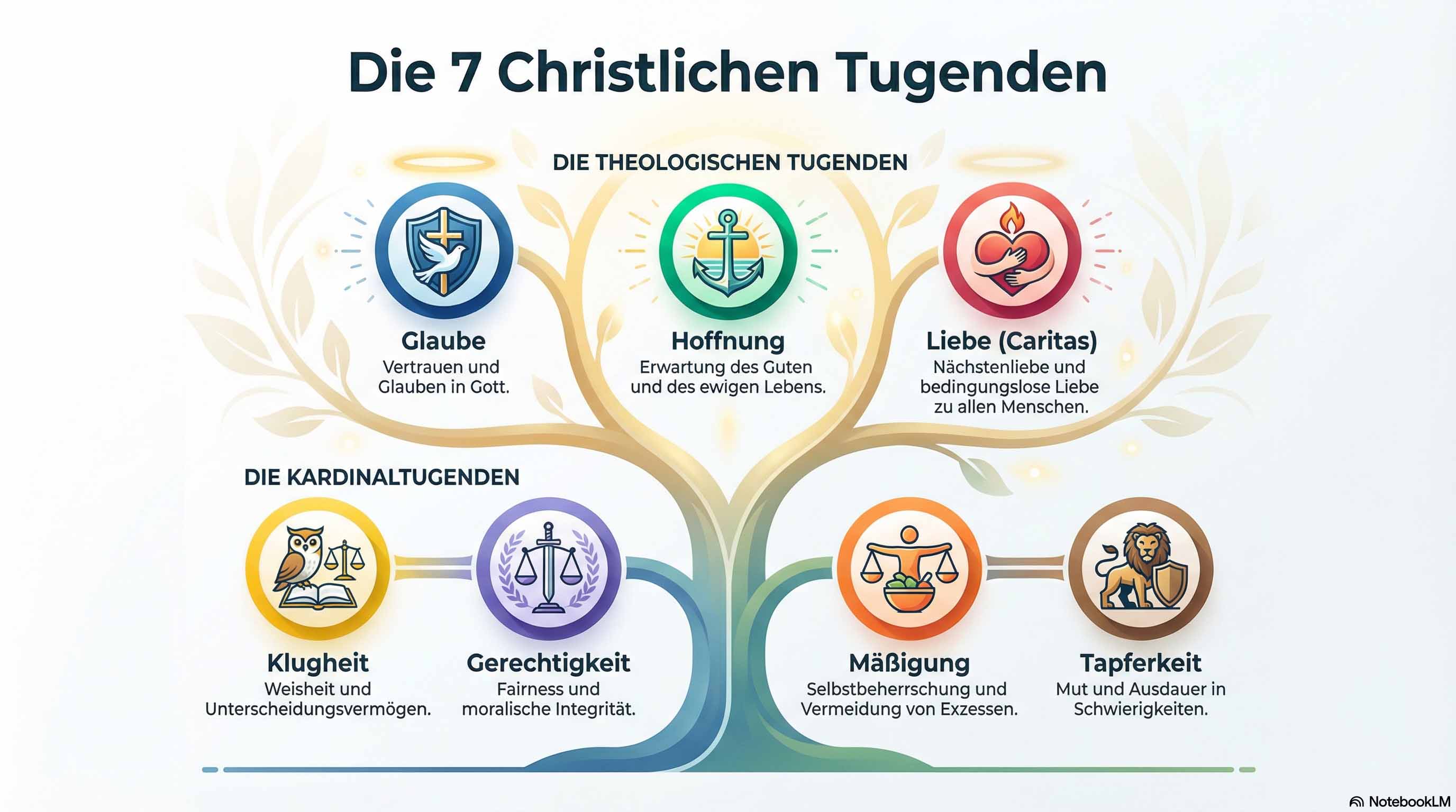 Christliche Tugenden Infografik Christliche Tugenden Infografik