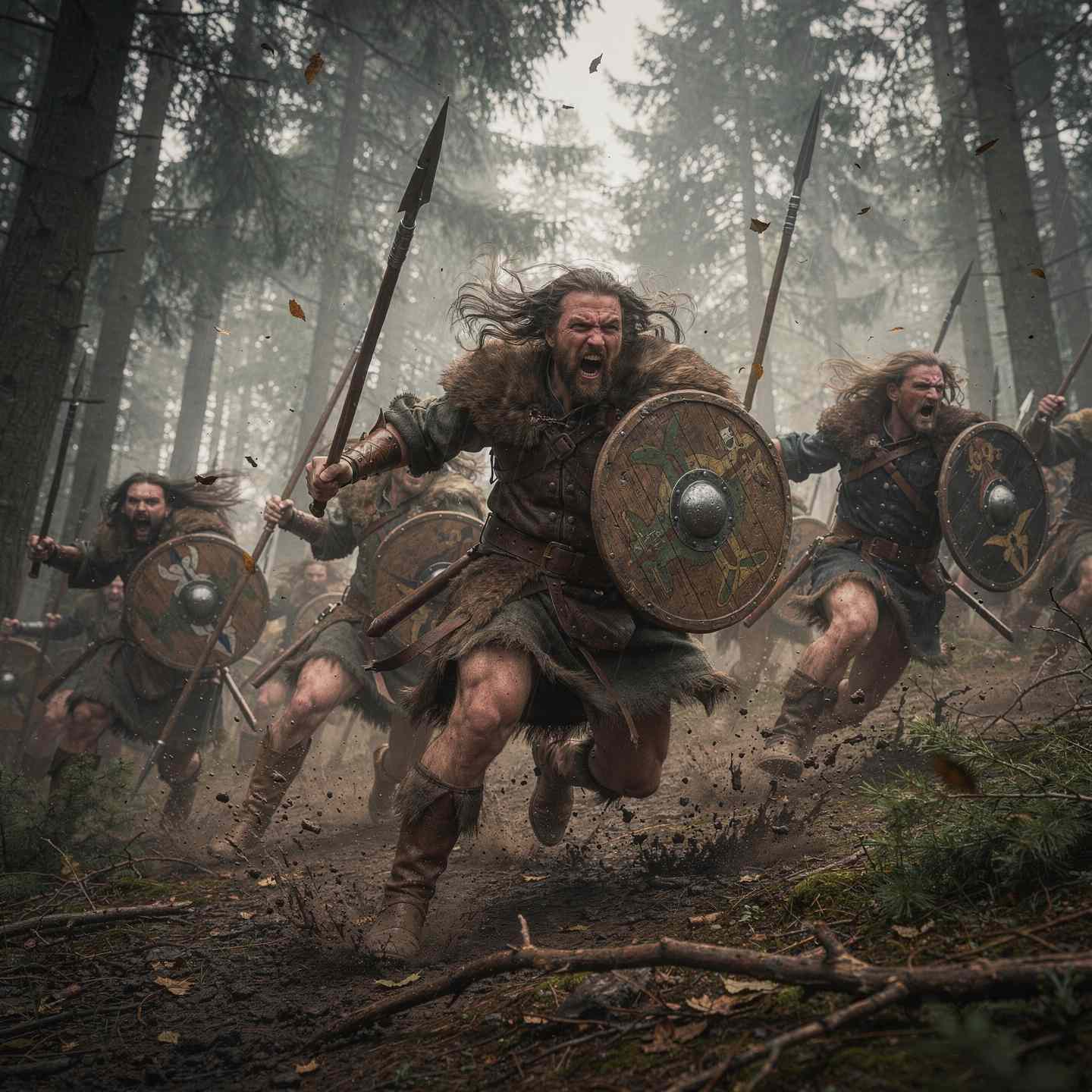 Germanische Krieger im Wald