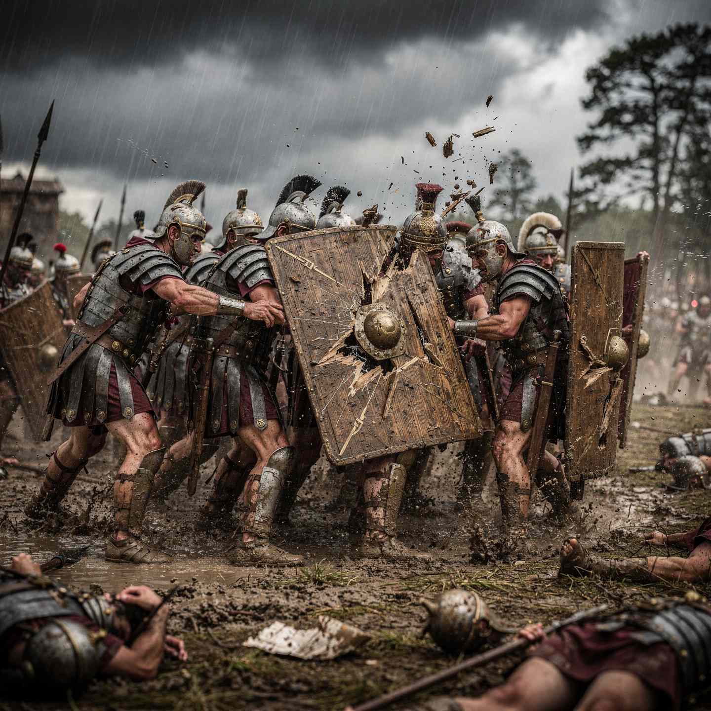 Römische Legionäre in der Schlacht