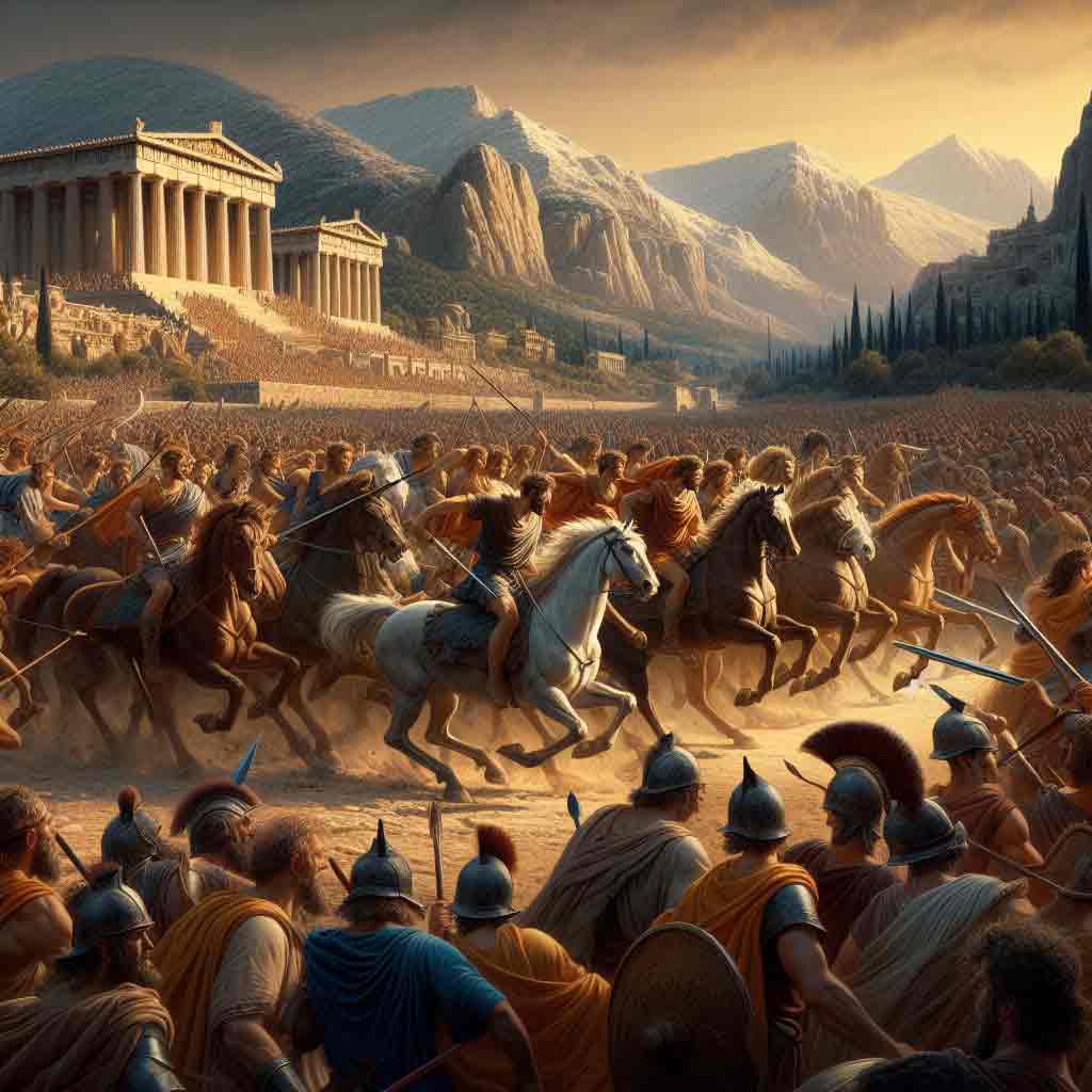 Griechische Hopliten in der Phalanx, Schlacht bei Marathon