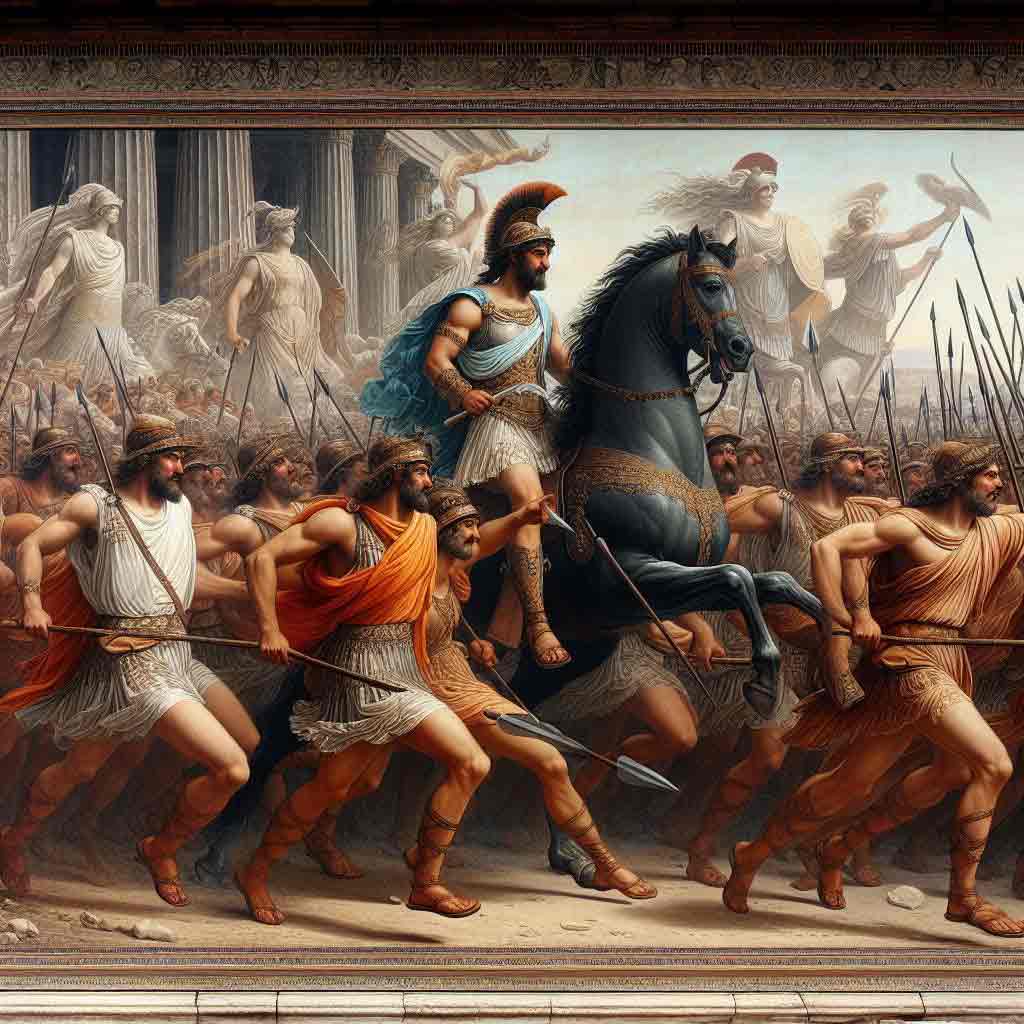 Persische und griechische Krieger bei Marathon