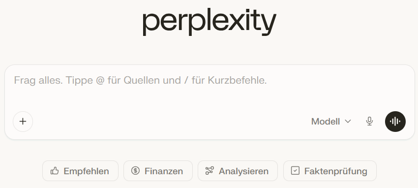 Perplexity Eingabemaske Perplexity Eingabemaske