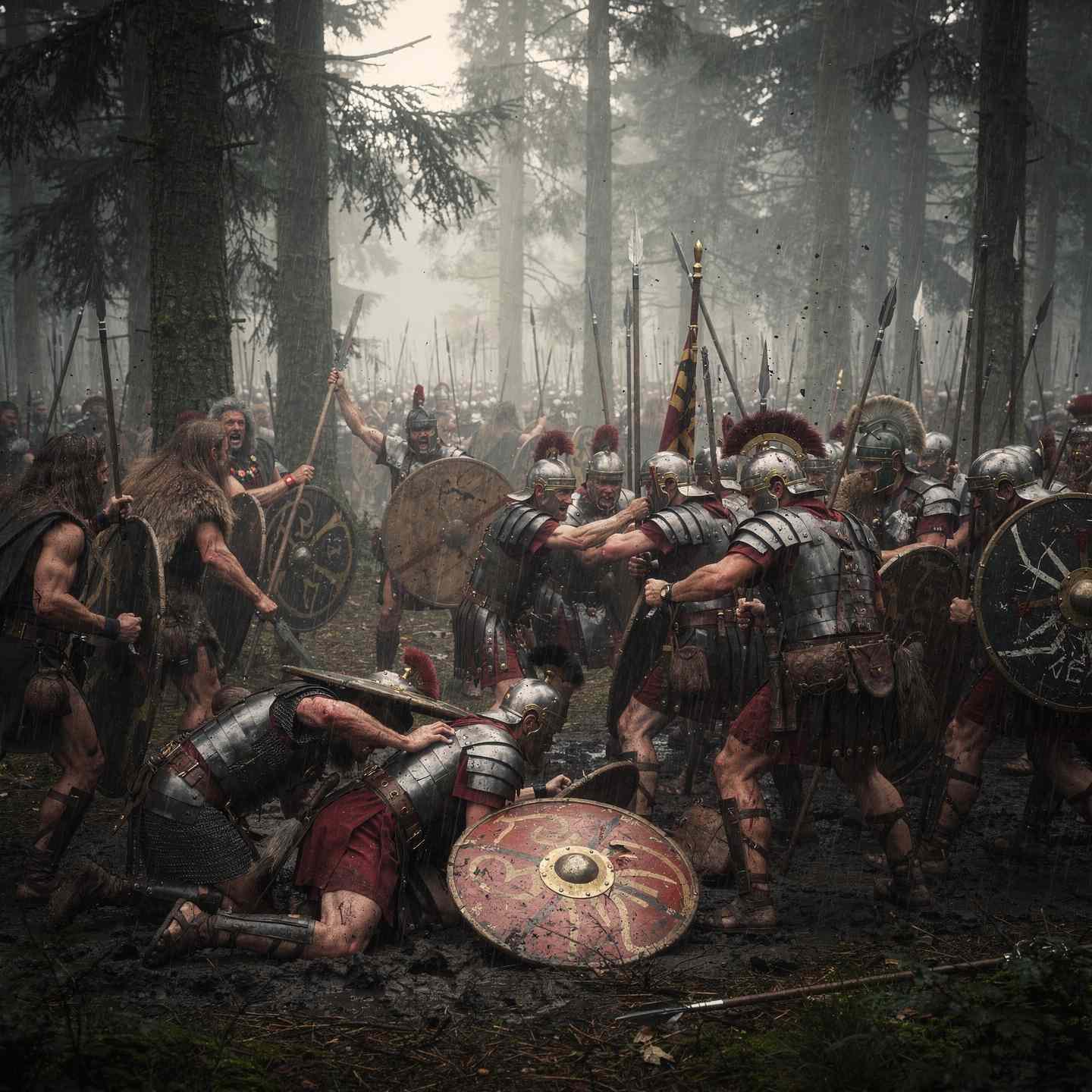 Kampf zwischen Römern und Germanen